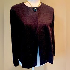 Anthropologie | Ruffle Peplum 🖤 Single Front Button Black 🖤Sweater Jacket Large
